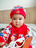 優(yōu)奇周歲禮服男寶寶嬰兒春秋衣服分體套裝中式兒童唐裝新年服抓周衣服 紅色 80 曬單實拍圖