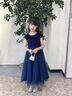 思妙星兒童高定公主裙女童鋼琴考級演奏演出服管樂團小提琴主持人晚禮服 藏青色 150 曬單實拍圖