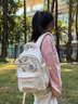 蔻一（Cnoles）迷路貓雙肩包女2025新款高顏值學(xué)生書包ins小眾背包可愛少女包包 奶油白 曬單實(shí)拍圖