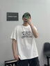 勁霸男裝（K-Boxing）【情侶款】秋冬時(shí)尚潮流廓形拳擊印花男女款T恤CTCN3726 米白（Queen款） L 曬單實(shí)拍圖