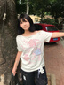 LDBEhellokitty斜肩短袖t恤女夏季新款小眾設(shè)計感顯瘦吊帶露肩上衣ins 白色 XL 【105-120斤】 曬單實拍圖