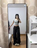乖甜星美式復(fù)古v領(lǐng)辣妹緊身短袖t恤女夏季2025新款正肩紐扣修身短款上衣 灰色 L 曬單實(shí)拍圖