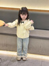 班喜迪女童毛衣針織衫春秋款2025新款洋氣秋裝寶寶開衫上衣秋季兒童衣服 米色 100 曬單實拍圖
