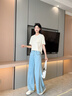 香影白色t恤女短袖2025夏裝新款設(shè)計感棉質(zhì)鏤空拼接圓領(lǐng)寬松上衣 米白 L 165/88A/110-125斤 曬單實拍圖