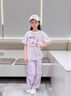Svecymikov國際品牌女童夏裝套裝2025新款洋氣兒童裝短袖運動時髦女孩夏季休 粉色 【短袖+褲子】 130 cm 曬單實拍圖