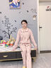 已朵100%純棉睡衣女春秋季長袖法式風(fēng)大碼全棉家居服開衫可外穿套裝 粉色 L 【建議110-130斤】 曬單實(shí)拍圖