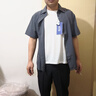 籬人歸短袖襯衫男士套裝英倫雅痞條紋男裝春夏季新款一套搭配痞帥三件套 深灰襯衫+黑T恤+黑九分褲 XL 曬單實(shí)拍圖