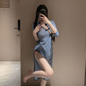 浪莎（LangSha）純欲性感睡衣女情趣內(nèi)衣國風旗袍連體衣包臀裙夫妻調(diào)情約會戰(zhàn)袍夏 旗袍款[長裙+內(nèi)褲] 均碼 70-130斤 曬單實拍圖