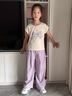 G.DUCKKIDS小黃鴨童裝女童夏裝套裝2025新款大童衣服薄款短袖女孩運(yùn)動夏季 紫色套裝 【短袖+褲子】 160 (建議145-155cm 9-10周歲） 曬單實(shí)拍圖
