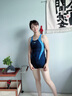 速比濤（Speedo）平角分體泳衣女保守修身顯瘦遮肚防曬專(zhuān)業(yè)比賽速干抗氯游泳裝備 黑色/水手藍 M (34) 身高165/體重50-57kg 曬單實(shí)拍圖