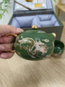 傳承令國潮文創(chuàng  )鎏金魚(yú)藻紋紫砂一壺兩杯茶壺套裝手工泡茶壺送老師長(cháng)輩 龍鳳呈祥-綠泥紫砂壺 201mL(含)-300mL(含) 曬單實(shí)拍圖