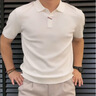 倉(cāng)石一樹 KAZUKI KURAISHI商務(wù)高端感針織短袖polo衫男士2025新款夏季翻領(lǐng)T恤 白色 L 曬單實(shí)拍圖