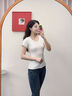 斤慕正肩短袖t恤女2026新款女裝半高領(lǐng)修身顯瘦內搭打底衫外穿白色t恤 乳白色 XL 建議115-130斤 曬單實(shí)拍圖