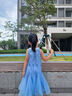 G.DUCKKIDS童裝愛莎公主裙女童連衣裙夏季2024新款兒童裙子時髦女孩生日禮物 掛脖款艾莎公主裙+1皇冠魔法棒-aqccmie 120 適合110-120cm年齡6-7歲 曬單實拍圖
