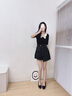 康莉商場(chǎng)同款粗跟單鞋女2025秋新款舒軟真皮一腳蹬中跟女鞋 黑色 35 (225mm) 曬單實(shí)拍圖