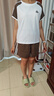 駱駝（CAMEL）速干運(yùn)動套裝女撞色休閑短袖褲兩件套 J25BAXLN010 游俠棕/白 L 曬單實拍圖