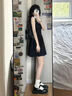何佳功法式赫本風黑色吊帶連衣裙子女夏季2025新款小個子高級感收腰短裙 黑色 L 【建議90-100斤】 曬單實拍圖
