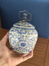 四方亭青花汝窯纏枝陶瓷茶葉罐高檔綠茶白茶普洱茶防潮罐中式密封儲(chǔ)存罐 汝窯纏枝青花茶葉罐 350ml 曬單實(shí)拍圖