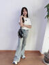 女童喇叭褲秋款2025新款兒童彈力牛仔褲洋氣時(shí)髦女孩修身微喇褲子 藍(lán)色【彈力大-實(shí)體店品質(zhì)】 150 曬單實(shí)拍圖