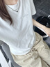 回力白色短袖t恤女正肩2025新款夏裝顯瘦遮肚子休閑半袖夏季純棉體恤 曬單實(shí)拍圖