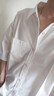 名創(chuàng)優(yōu)品（MINISO）冰絲短袖襯衫男夏季新款舒適涼感透氣日系百搭寬松襯衣 白 M 曬單實拍圖