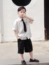 G.DUCKKIDS小黃鴨男童套裝夏季學(xué)院風(fēng)兒童西裝演出服男孩白襯衫黑褲子兩件套 白色襯衫+黑色褲子+領(lǐng)帶 130 建議7~8歲【120-130cm】cm 曬單實(shí)拍圖