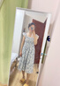 沐霓 碎花連衣裙 女2025新款吊帶法式氣質(zhì)顯瘦海邊度假藍色收腰長(cháng)裙子 小清新褶皺吊帶裙 M 曬單實(shí)拍圖