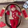 G.duck小黃鴨周歲禮服中國風(fēng)連體衣滿(mǎn)月百天嬰兒衣服寶寶中式抓周宴套裝 紅色連體衣 66 cm建議0-3個(gè)月8-12斤 曬單實(shí)拍圖
