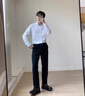 男士高檔白襯衫長袖垂順抗皺羅商務(wù)休閑夏季薄款桑蠶絲高端襯衣蒙 白色 （長袖） 43 (180/104A) 曬單實(shí)拍圖