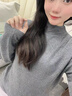 羅蒙（ROMON）重工雕花秋冬新款半高領(lǐng)打底衫女寬松內(nèi)搭中領(lǐng)毛衣打底洋氣針織衫 灰色 M 曬單實(shí)拍圖