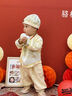G.DUCKKIDS小黃鴨周歲禮服男寶寶百天衣服中國風嬰兒漢服套裝喜慶兒童唐裝 杏色+帽子 80 尺碼7-11月【70-80cm】 曬單實拍圖