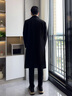 棉致毛呢大衣男2025秋冬季新款潮牌中長款過膝風(fēng)衣男韓版呢子上衣外套 黑色 L 【120-135斤】 曬單實(shí)拍圖