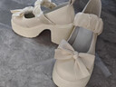 巧丂 高跟瑪麗珍小皮鞋女2025新款厚底英倫風(fēng)粗跟單鞋女淺口樂(lè )福鞋 米白色 37 碼 曬單實(shí)拍圖