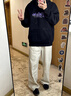卡圖弛美式彎刀褲子男夏季寬松bf慵懶風潮流高街垂感直筒闊腿工裝休閑褲 杏色 XL 曬單實拍圖