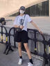帛芮純棉短褲女夏款高腰外穿休閑闊腿中褲工裝運(yùn)動(dòng)三分短褲 曬單實(shí)拍圖