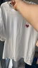 查爾斯桃心【吳磊同款】短袖T恤男女同款休閑寬松經(jīng)典基礎款打底衫 本白 L 曬單實拍圖