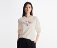 TOMMY HILFIGER25新款春夏女裝純棉花體字母刺繡無(wú)帽圓領(lǐng)套頭衫衛(wèi)衣43844 米白色Z00 M 曬單實(shí)拍圖
