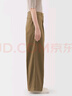 無印良品（MUJI）女式粗細(xì)不均棉線絲光斜紋抽褶寬版褲褲子25年秋季新品休閑褲女裝 深米色 XL （165/74A） 曬單實拍圖