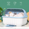 品喻（PINYU）【特大號(hào)】碗筷收納盒 碗柜瀝水碗架帶蓋碗筷餐具收納盒碗碟架 藍(lán) 曬單實(shí)拍圖
