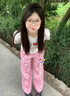 LDBE撞色格子彎刀休閑褲女2025新款秋季設(shè)計(jì)感寬松闊腿褲高腰垂感拖地 粉色 XL 曬單實(shí)拍圖