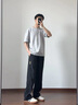 Homlean男士褲子夏季冰絲涼感寬松垂順直筒休閑潮流彈力運動長褲子Le060 黑色 L （建議110-135斤） 曬單實拍圖