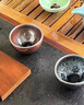 建陽(yáng)原礦建盞 手工對杯油滴鷓鴣斑 鐵胎主人杯茶杯茶具茶盞禮盒裝 銀羽彩金對杯 配證書(shū)送禮盒 100ml 曬單實(shí)拍圖