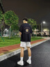 LEFT SPORTS短袖t恤男春夏季新款簡(jiǎn)約印花體恤男士休閑寬松半袖上衣服男 黑色B(DTY-1) XL （建議156-170斤） 曬單實(shí)拍圖
