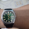 手表二手老日本等全自動(dòng)機械表原裝已洗油保養走時(shí)良好懷舊 老雙獅3星綠面35毫米表徑 曬單實(shí)拍圖