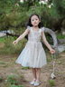 G.DUCKKIDS童裝女童連衣裙夏季2025新款兒童公主裙女孩夏裝洋氣吊帶亮片紗裙 香檳色+包包 150 建議140-150cm11-12歲 曬單實拍圖