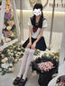 閃動(dòng)少女（SHANDONGSHAONV）胖MM大碼水手服女jk制服套裝海軍領(lǐng)學(xué)院風(fēng)紺領(lǐng)白三本基礎款兩件套 紺色百褶裙 XS 曬單實(shí)拍圖