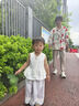 女童夏季套裝2025新款洋氣小女孩3-6歲兒童衣服娃娃衫褲子兩件套 杏色 90 曬單實(shí)拍圖