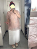 MsShe【新中式珠片刺繡小衫】大碼女裝2025夏裝胖mm高端長(zhǎng)款上衣 柔霧粉色現(xiàn)貨 2XL 曬單實(shí)拍圖