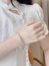 中國珠寶（Sino gem）白月光藕粉手鐲女美人鐲粉色玉髓高冰透玉冰種西柚粉玉石貓眼玉鐲 高冰貓眼石手鐲 冰冰粉   54-56圈口- 曬單實(shí)拍圖