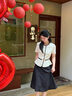法莎羅兒（FASLOV）黑色拼色高端小香風(fēng)連衣裙夏季新款假兩件短袖套裝裙珠寶店工作服 黑白拼色(短袖連衣裙) L 曬單實拍圖